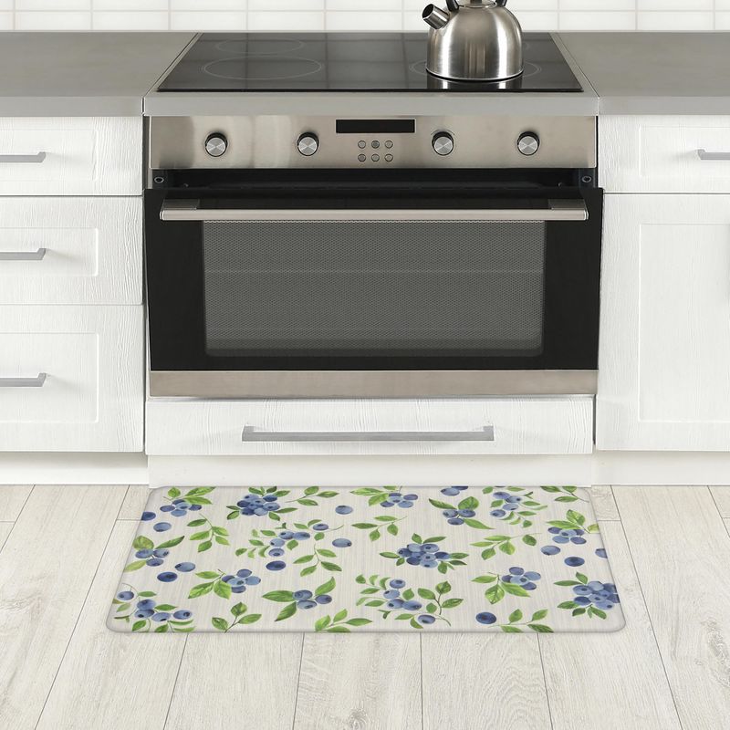 JUST HOME COLLECTION - Limpiapiés Floreado 45x75 cm PVC Gris/Azul/Verde