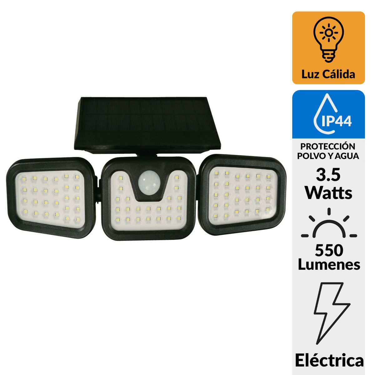 HALUX - Aplique Solar con Sensor Trío 3.5 W IP 44 550 lm Luz Cálida