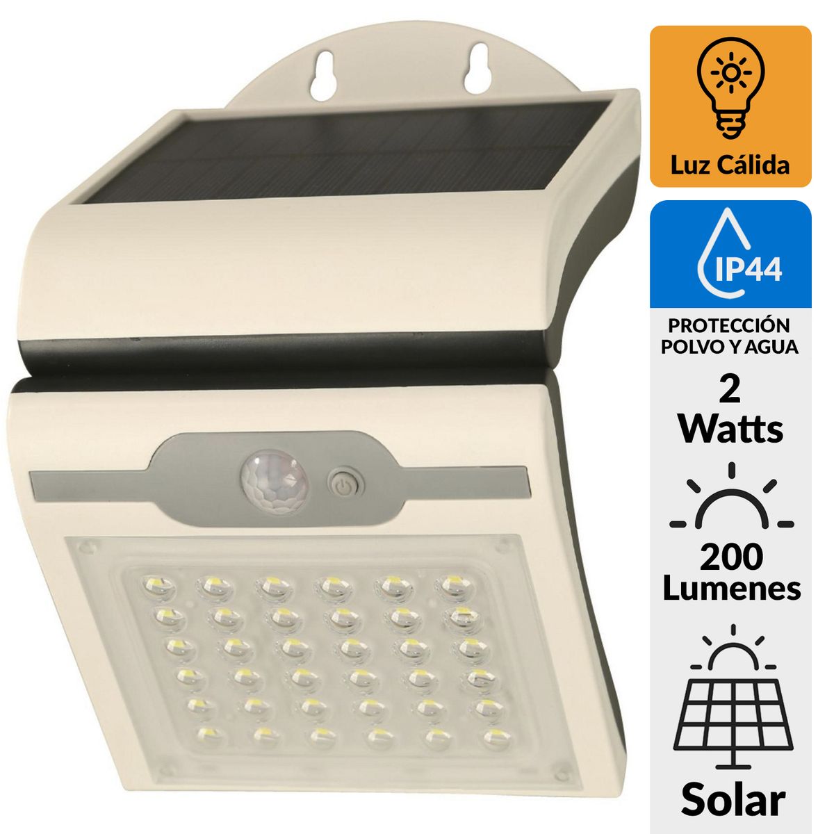 HALUX - Aplique Solar con Sensor Trío 2 W IP 44 200 lm Luz Cálida