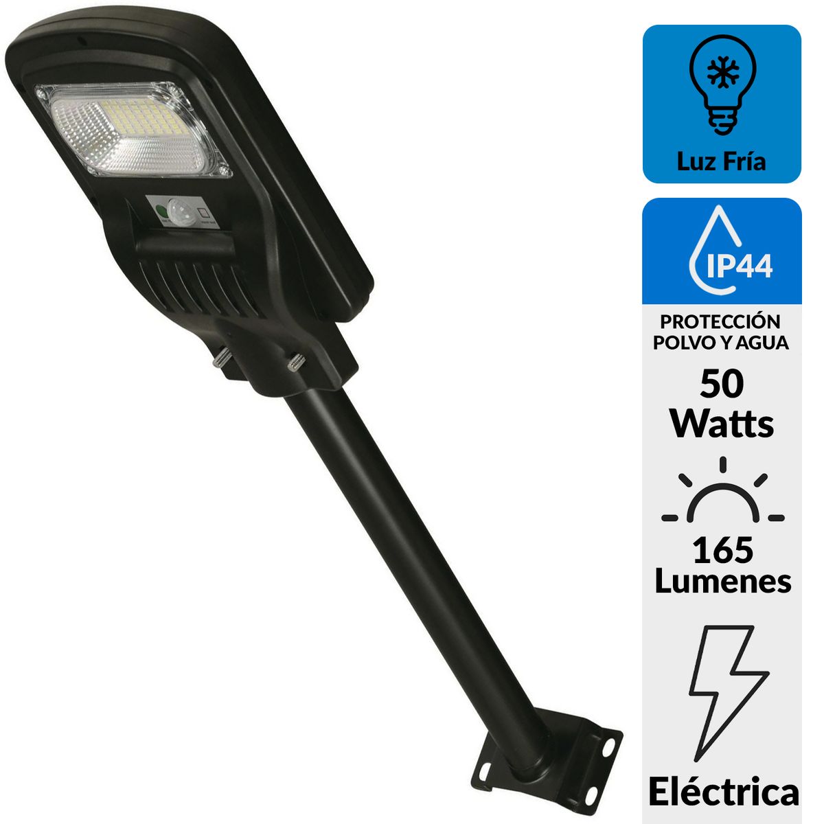HALUX - Luz de Calle Led Solar con Control Luz Fría Negro 50W