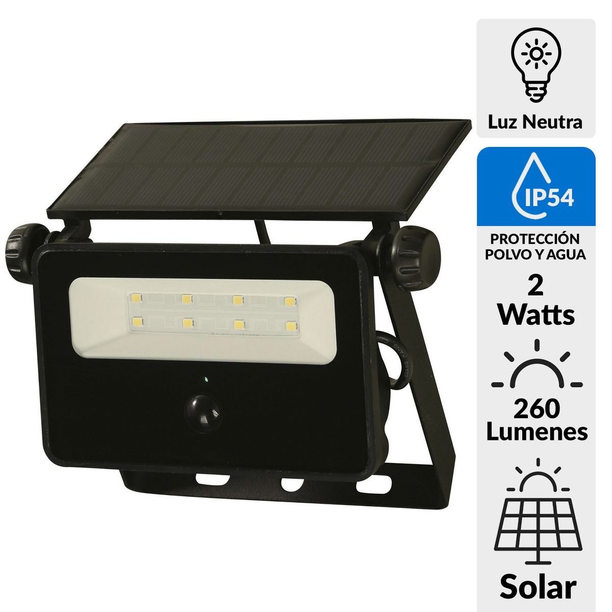 HALUX - Reflector Solar Luz Neutra Negro 200 Lm