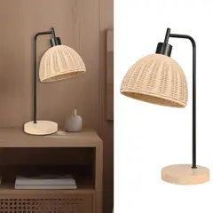 JUST HOME COLLECTION - Lámpara Mesa Sala 1L E27 Negro/Natural
