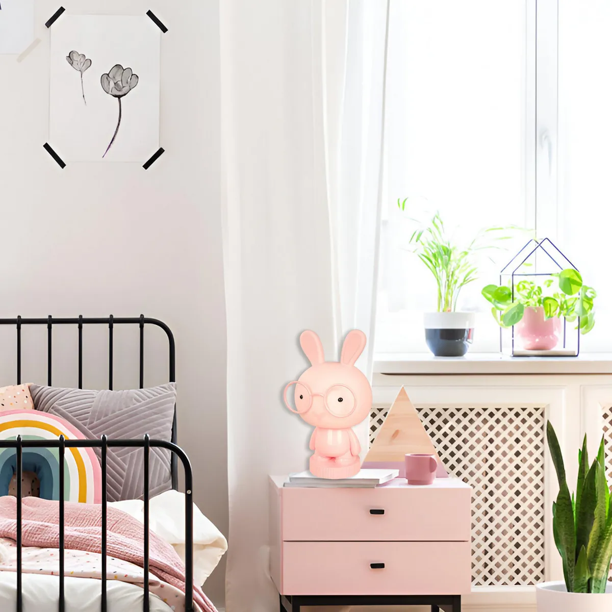 JUST HOME COLLECTION - Lámpara Mesa Conejo Rosa 19.5x34.5 cm