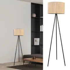 JUST HOME COLLECTION - Lámpara Pie Fray 1L E27 Negro/Natural