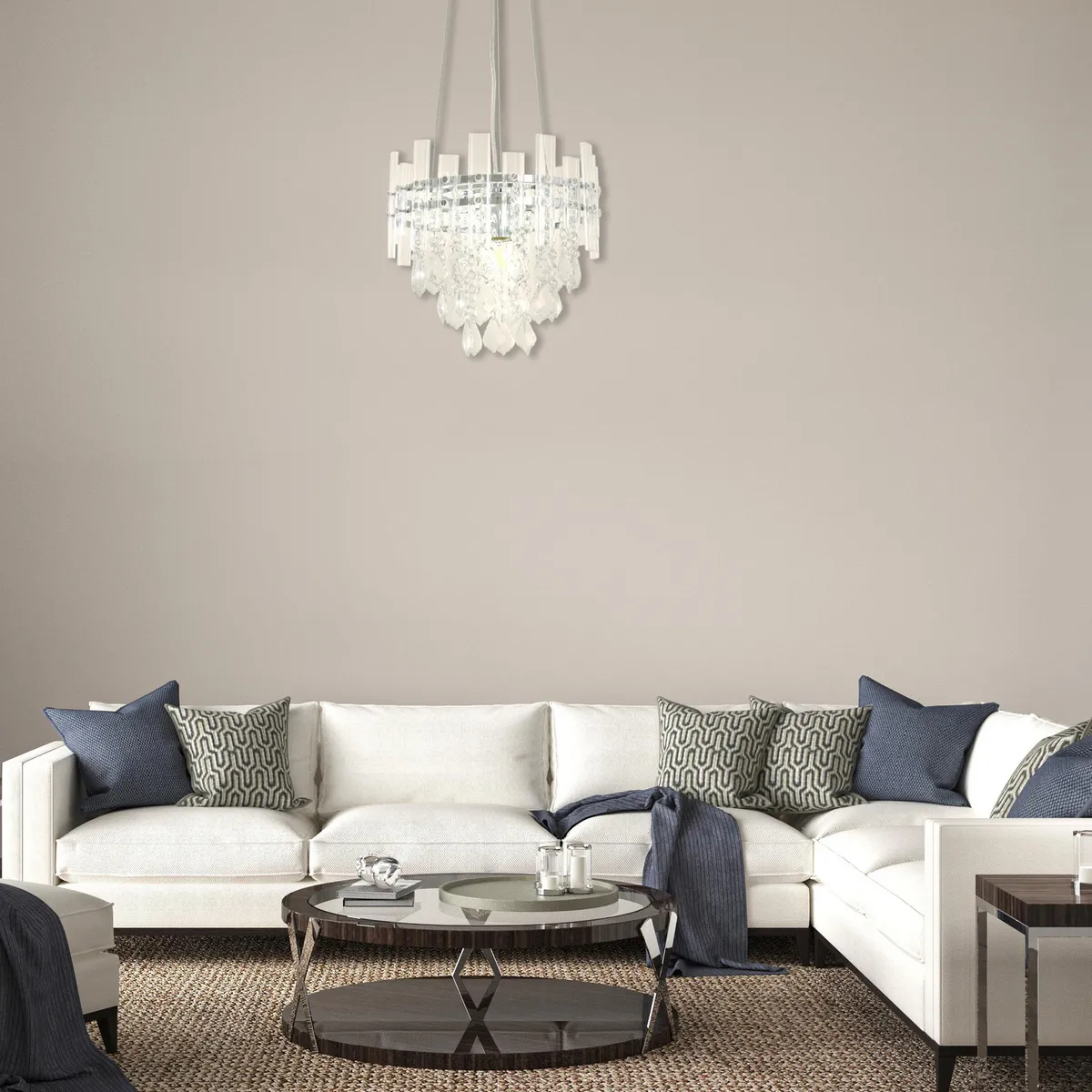 JUST HOME COLLECTION - Lámpara Colgante Vidrio Blanco