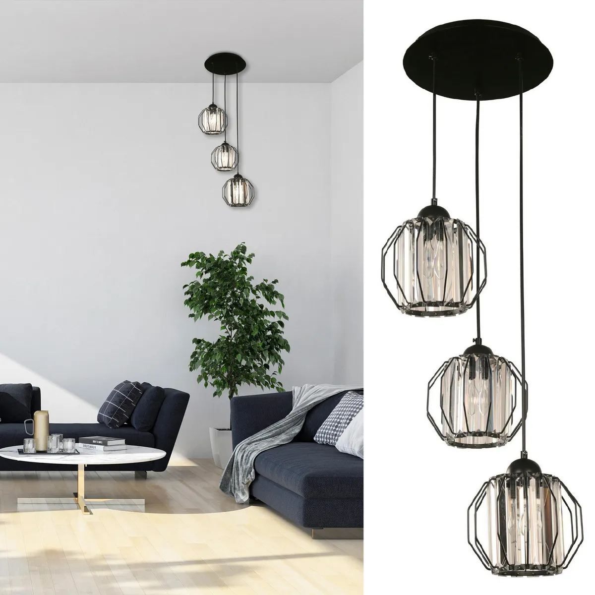 JUST HOME COLLECTION - Lámpara Colgante Metal Negro