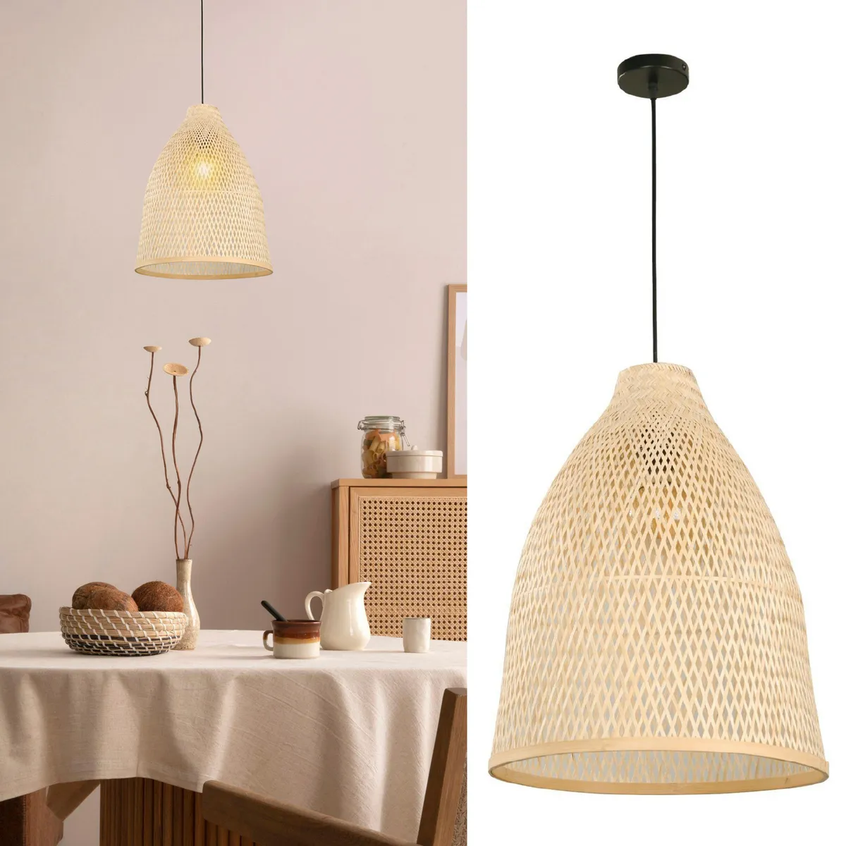 JUST HOME COLLECTION - Lámpara Colgante Bambú Negro