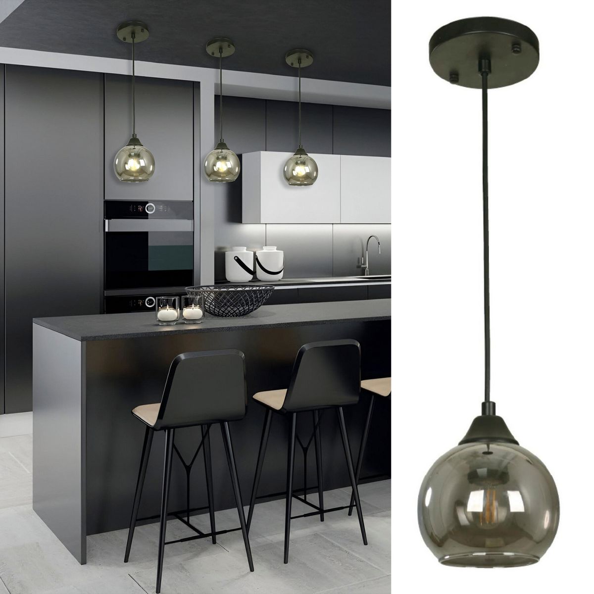 JUST HOME COLLECTION - Lámpara Colgante Metal Negro