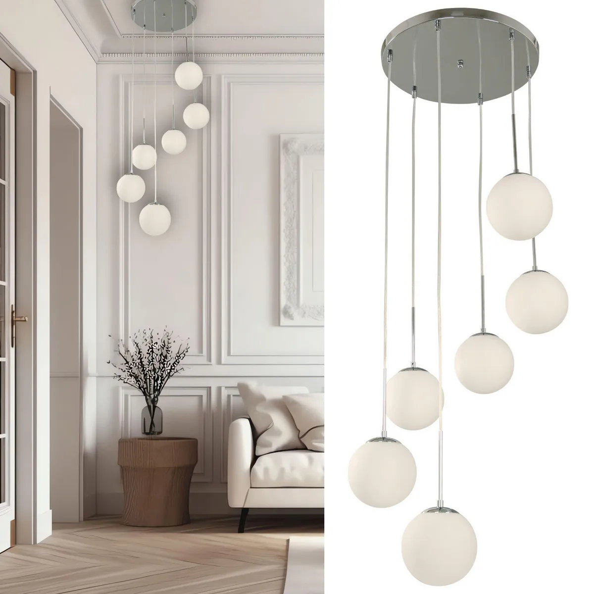 JUST HOME COLLECTION - Lámpara Colgante Cristal Blanco