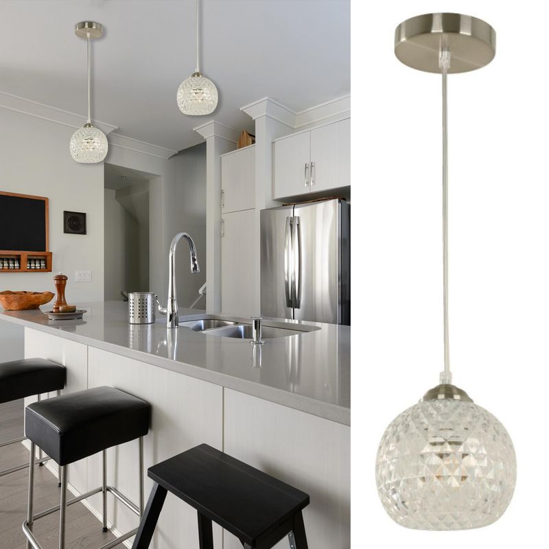 JUST HOME COLLECTION - Lámpara Colgante Vidrio Blanco 15.2 cm