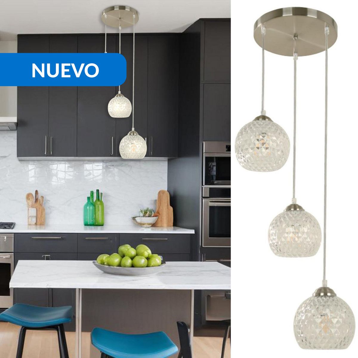 JUST HOME COLLECTION - Lámpara Colgante Metal Blanco