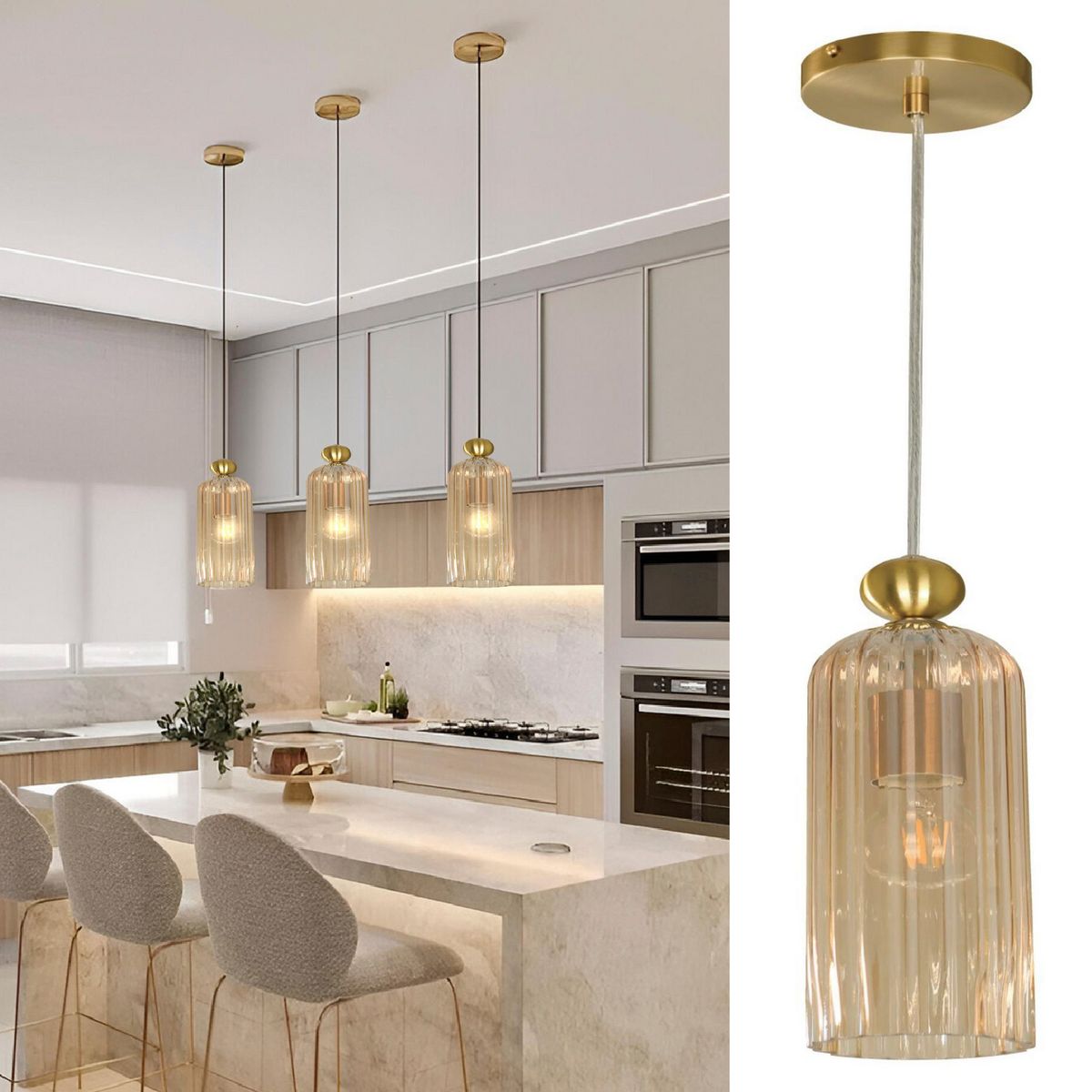 JUST HOME COLLECTION - Lámpara Colgante Metal Amarillo