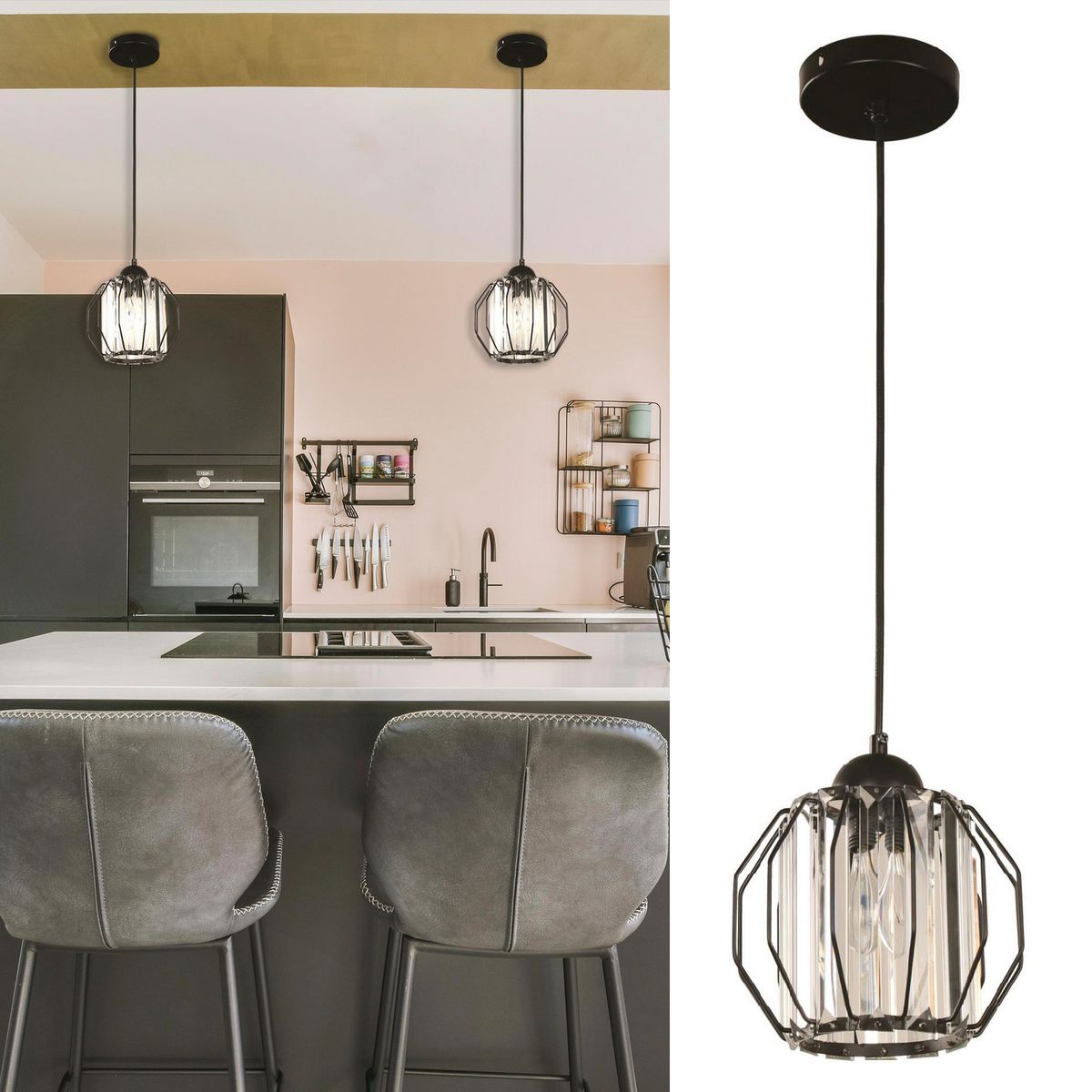 JUST HOME COLLECTION - Lámpara Colgante Metal Negro