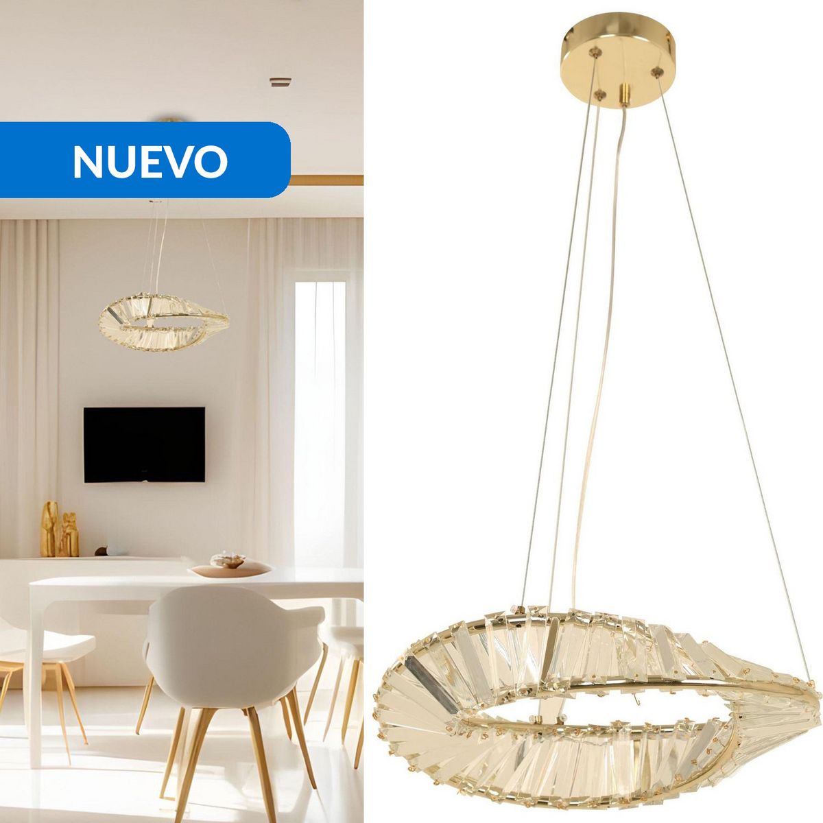 JUST HOME COLLECTION - Lámpara Colgante Cristal Beige