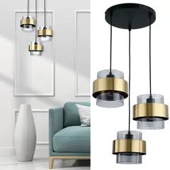 JUST HOME COLLECTION - Lámpara Colgar Luigi 3L E27 Negro/Dorado