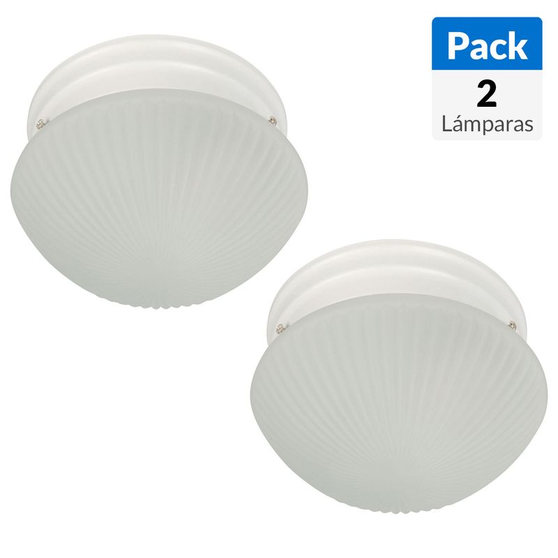 JUST HOME COLLECTION - Pack 2 Plafones Vidrio Blanco 19 cm