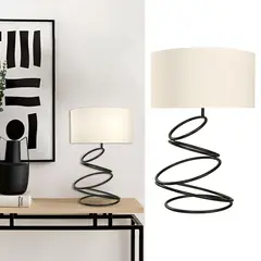 JUST HOME COLLECTION - Lámpara Mesa Espiral Negro 38x64 cm