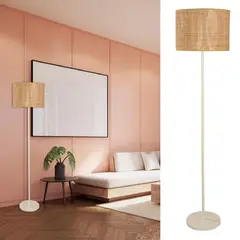 JUST HOME COLLECTION - Lámpara Pie Lanita 1L E27 Blanco/Natural
