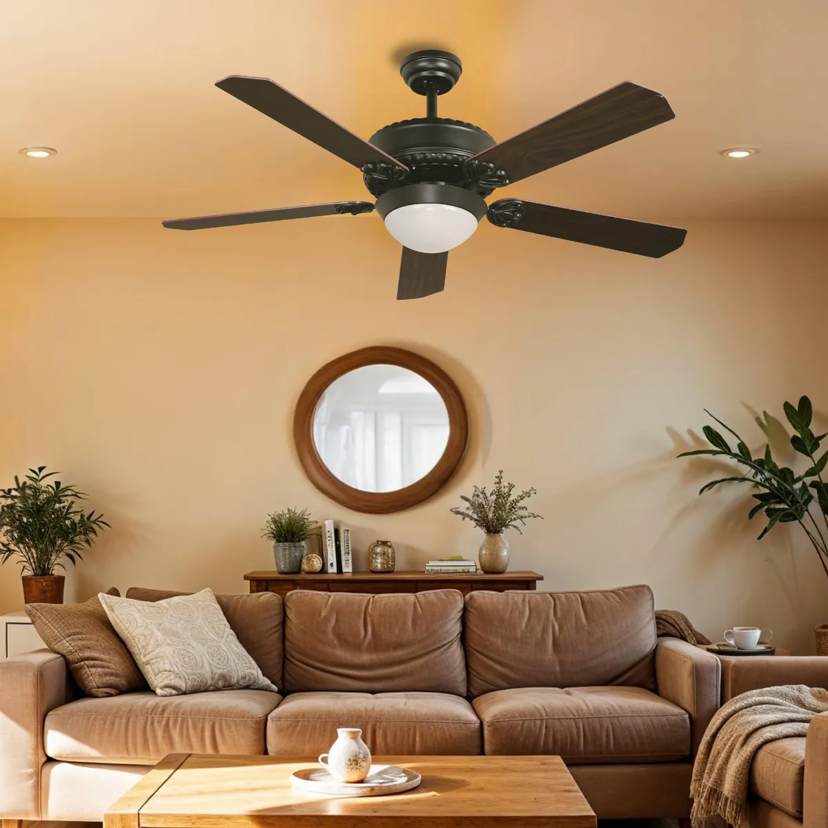 JUST HOME COLLECTION - Ventilador de Techo Café Parlante 5 Aspas