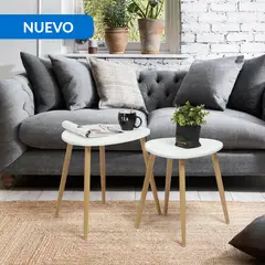 JUST HOME COLLECTION - Set 2 Mesas Bulls-Kreuz Blanco 50x42x48 cm