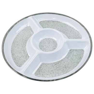 Plato con divisiones redondo melamina gris