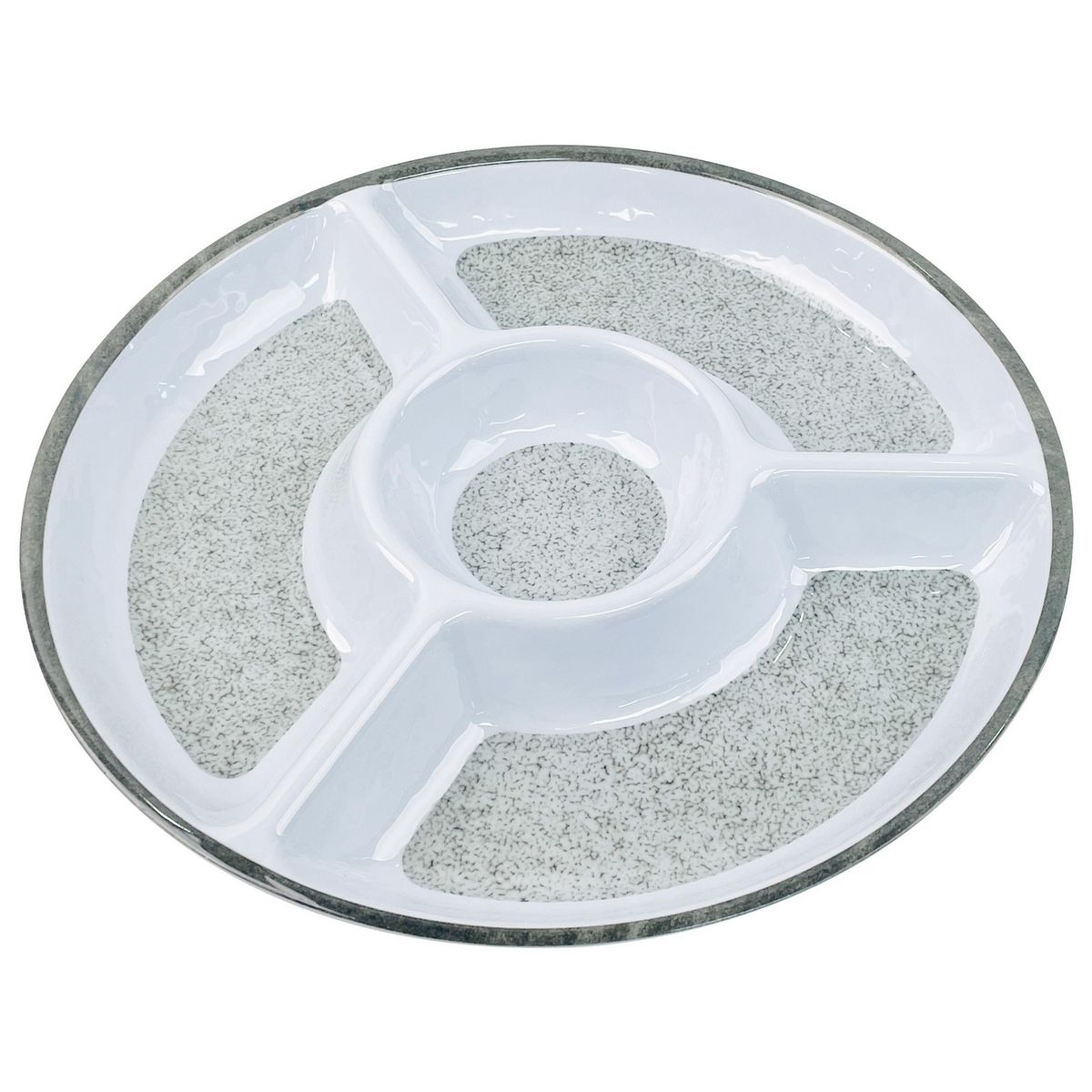 JUST HOME COLLECTION - Plato con divisiones redondo melamina gris