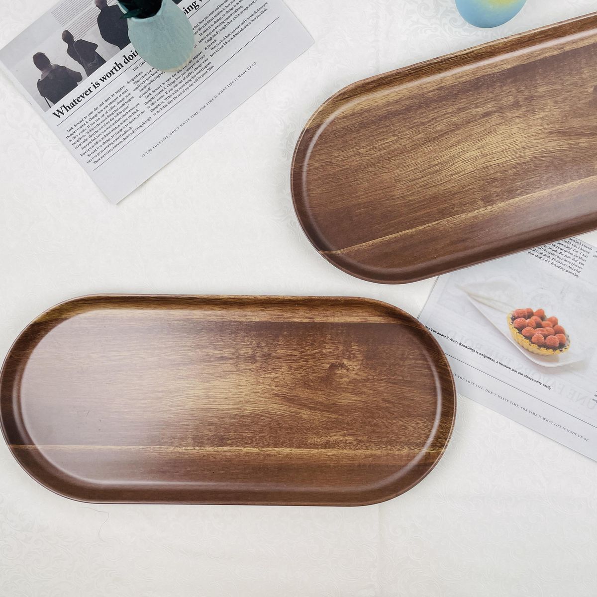 JUST HOME COLLECTION - Bandeja Melamina Rectangular 44.8x20.5 cm Madera, Negro