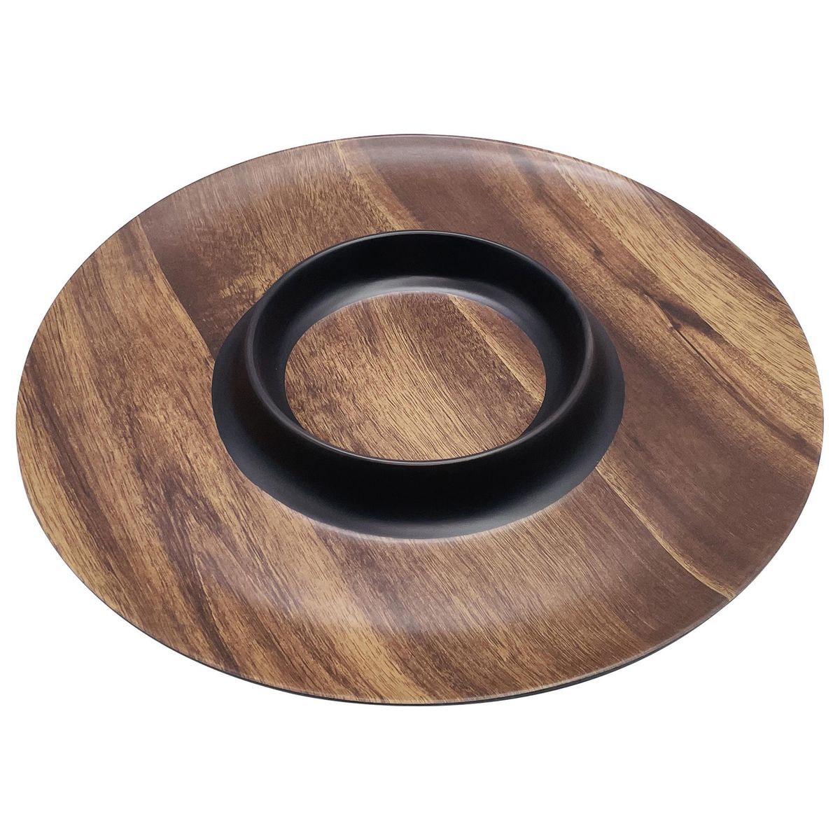 JUST HOME COLLECTION - Plato Chip and Dip 38 cm madera / negro