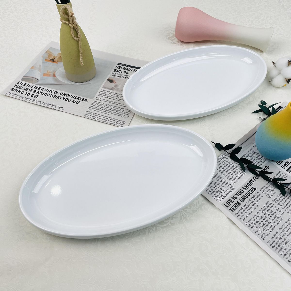 JUST HOME COLLECTION - Plato melamina ovalado blanco