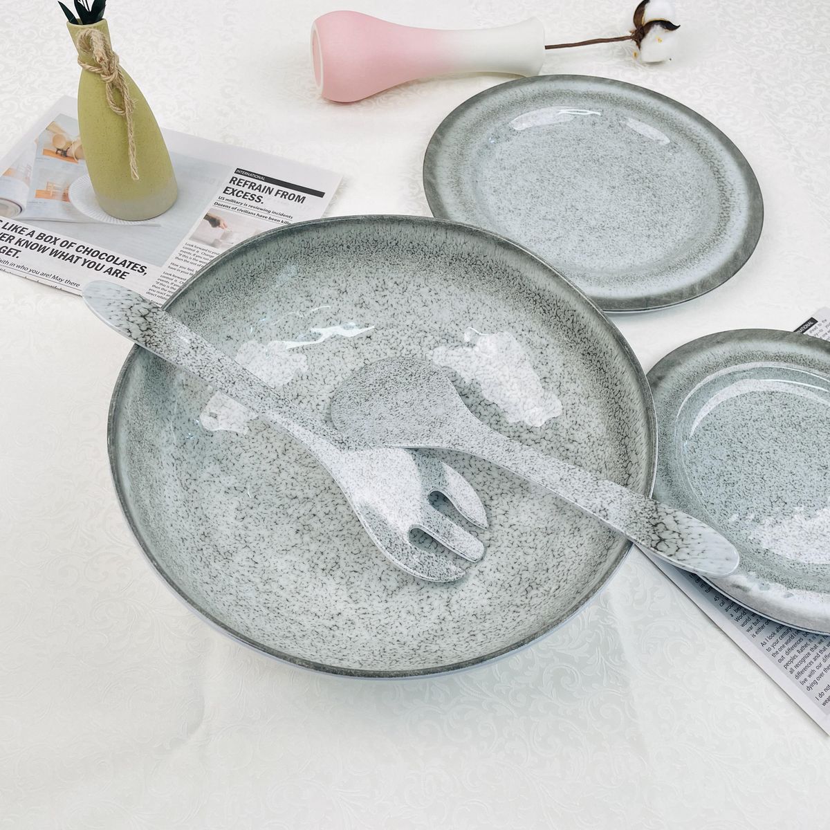 JUST HOME COLLECTION - Cuchara ensalada melamina gris