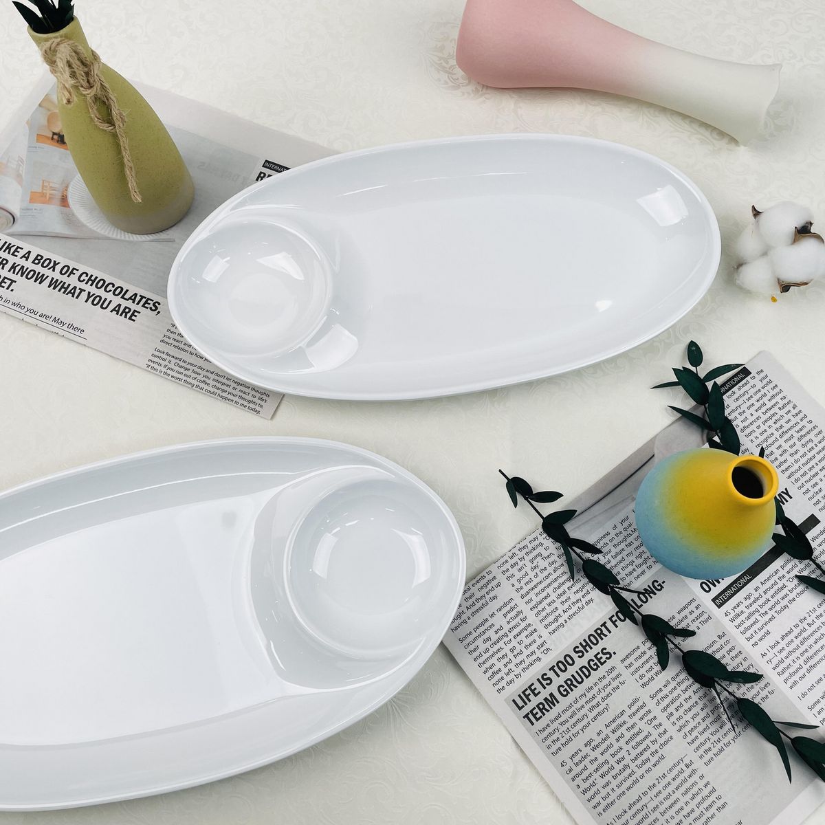 JUST HOME COLLECTION - Plato melamina ovalado blanco