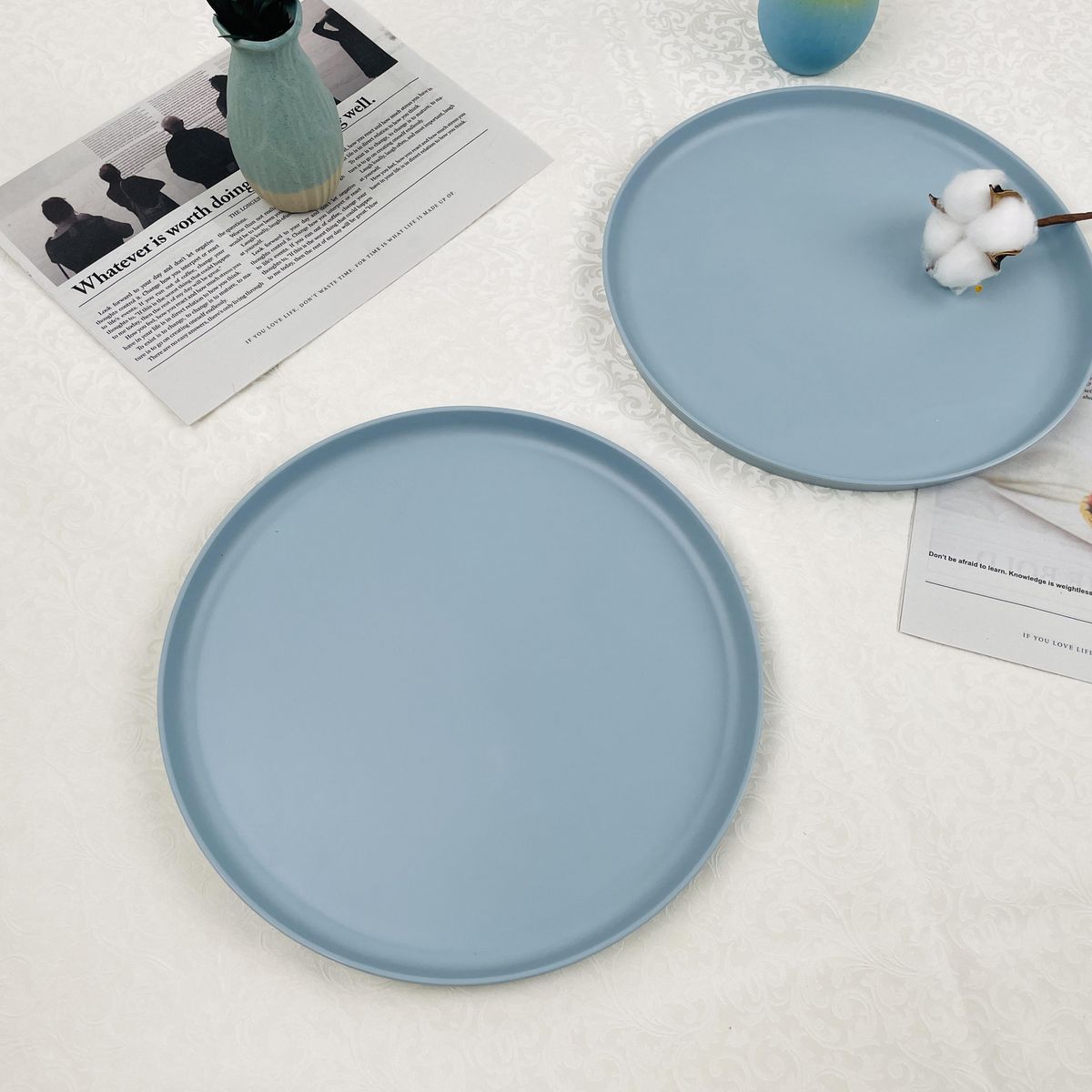 JUST HOME COLLECTION - Set Platos 26,5 cm 4 Piezas Melamina Celeste