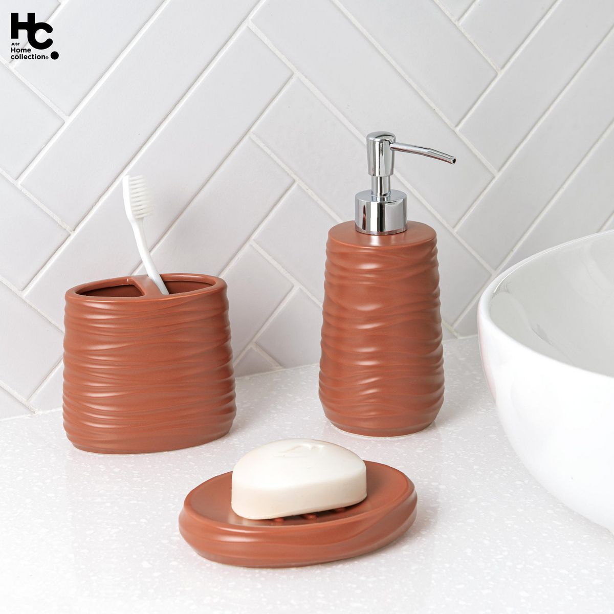 JUST HOME COLLECTION - Jabonera Ceramic Wavy Terra