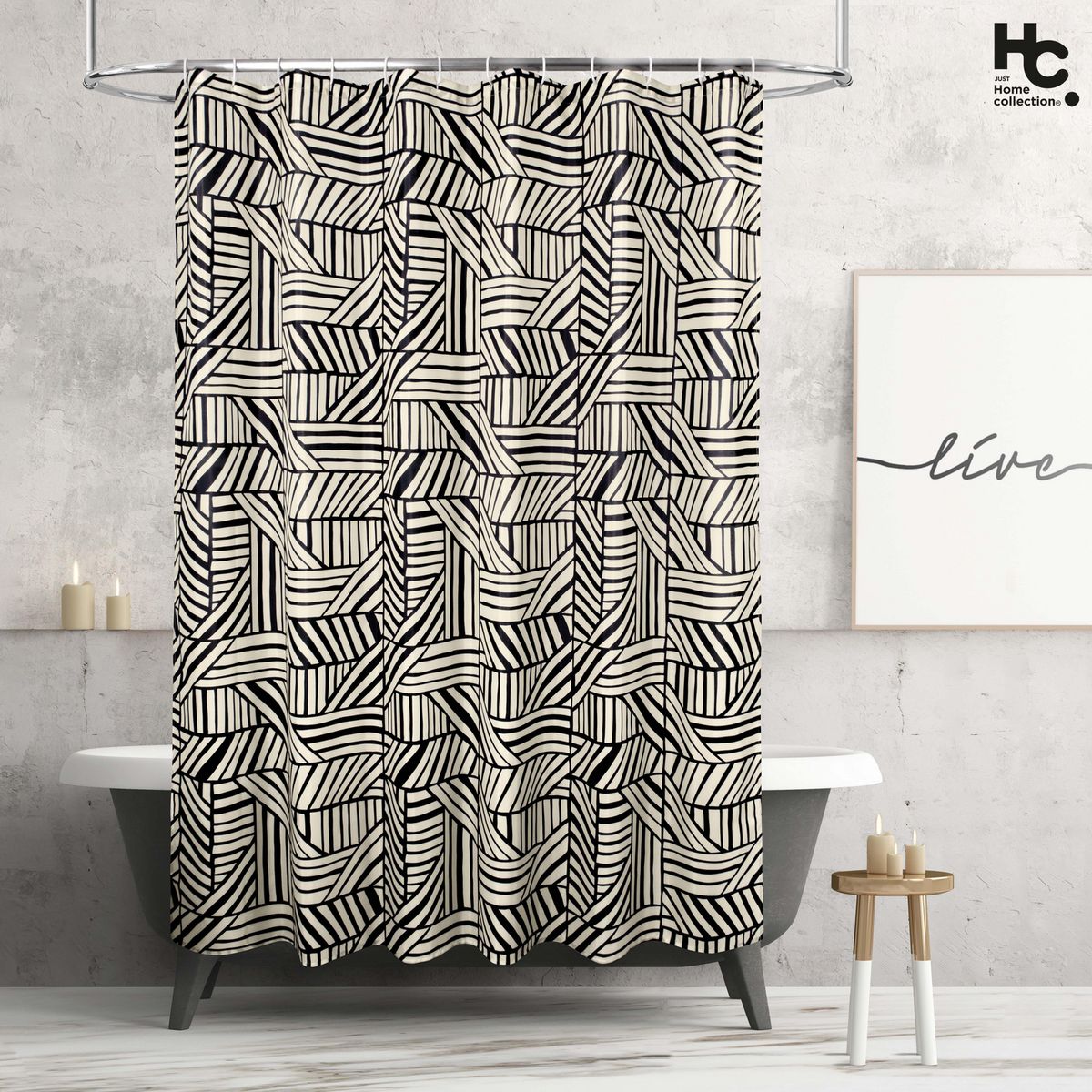 JUST HOME COLLECTION - Cortina Baño Tela Geo 178x180 cm