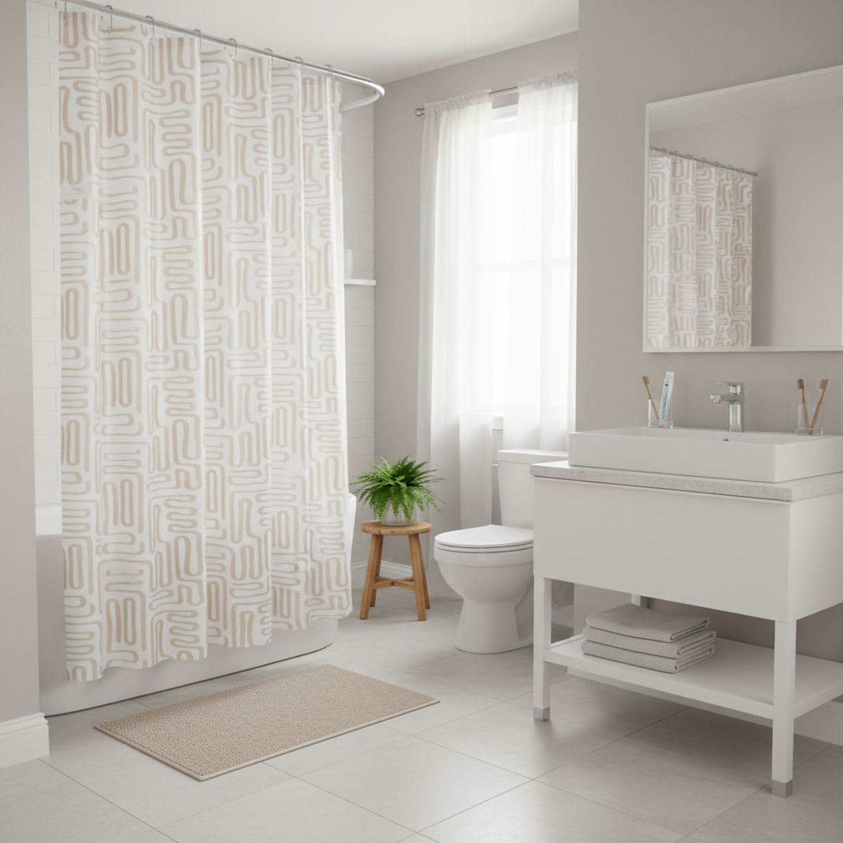JUST HOME COLLECTION - Cortina Baño 178x180 cm Linea Beige
