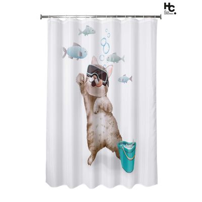 Imagen 2 del producto Cortina Baño Tela Gato2 178x180 cm