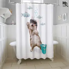 JUST HOME COLLECTION - Cortina Baño Tela Gato2 178x180 cm