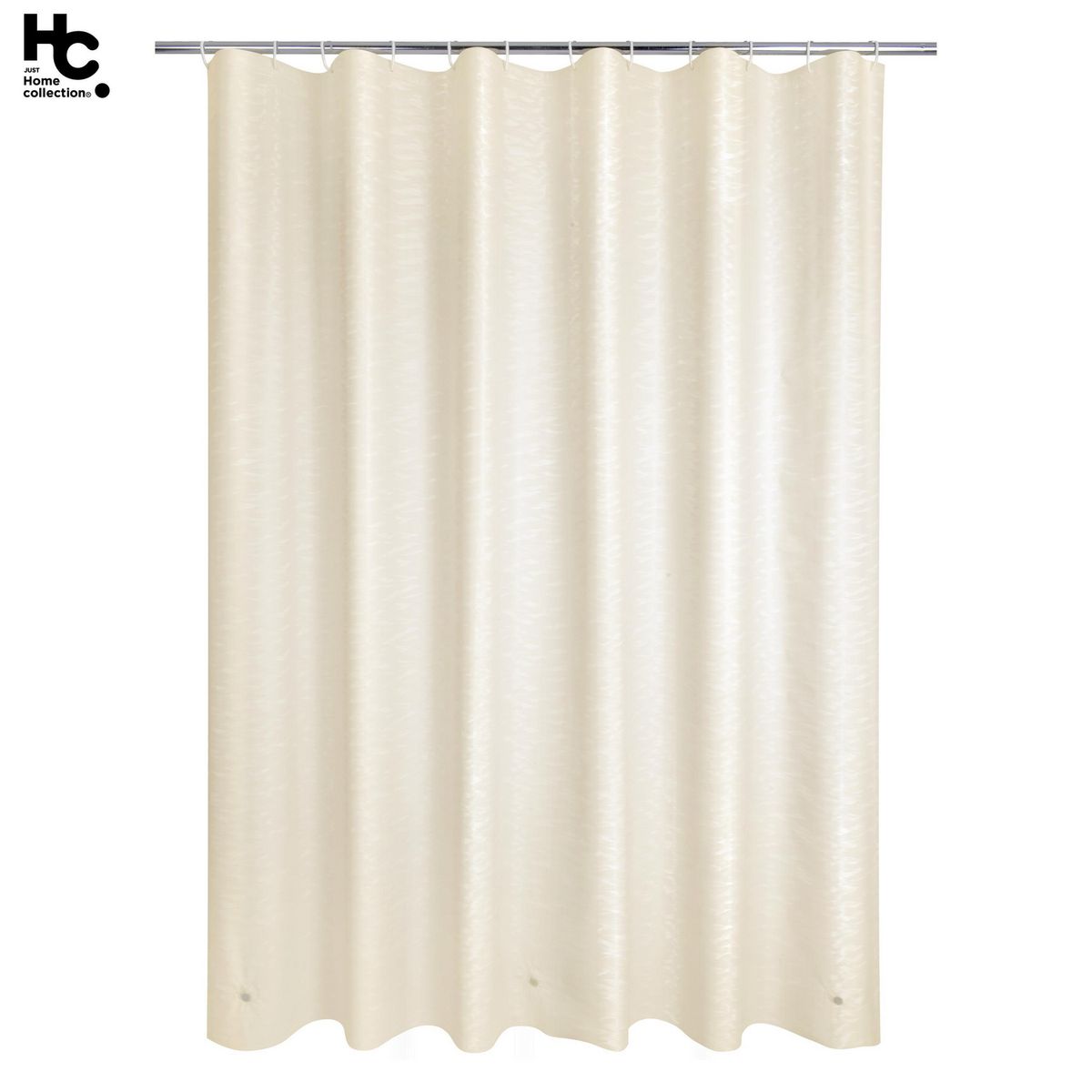 JUST HOME COLLECTION - Forro Cortina Baño Beige con Argollas 178x180cm con Iman