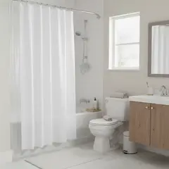 JUST HOME COLLECTION - Forro Cortina Baño Blanco con Argollas 178x180cm con Iman