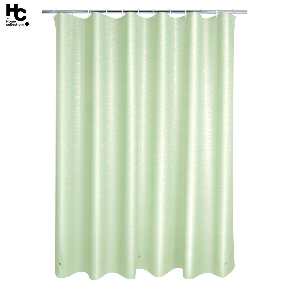 JUST HOME COLLECTION - Forro Cortina Baño Verde con Argollas 178x180cm con Iman