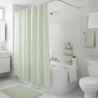 Forro Cortina Baño Verde con Argollas 178x180cm con Iman