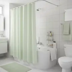 JUST HOME COLLECTION - Forro Cortina Baño Verde con Argollas 178x180cm con Iman