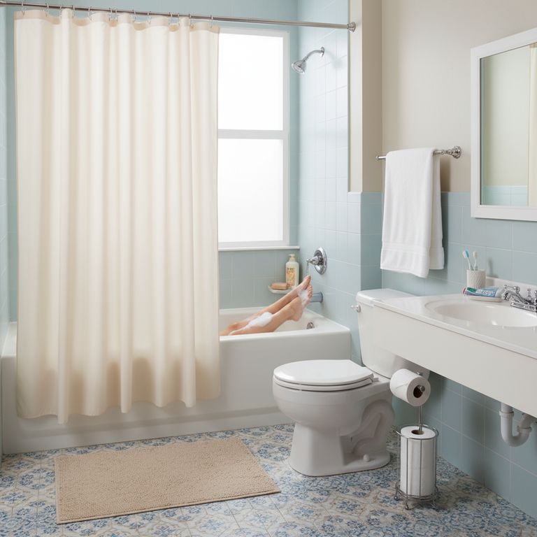Cortina Baño Tela Eco 178x180 cm Beige