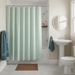 JUST HOME COLLECTION - Cortina Baño Tela Eco 178x180 cm Verde