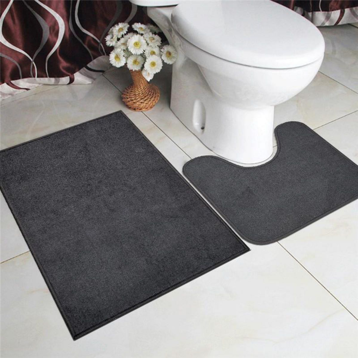 CASA BONITA - Set 2 Tapetes Inodoro 55x80 cm Gris