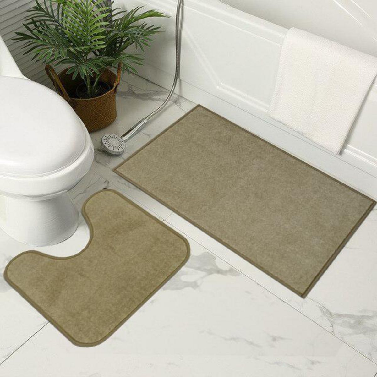 CASA BONITA - Set 2 Tapetes Inodoro 55x80 cm Taupe