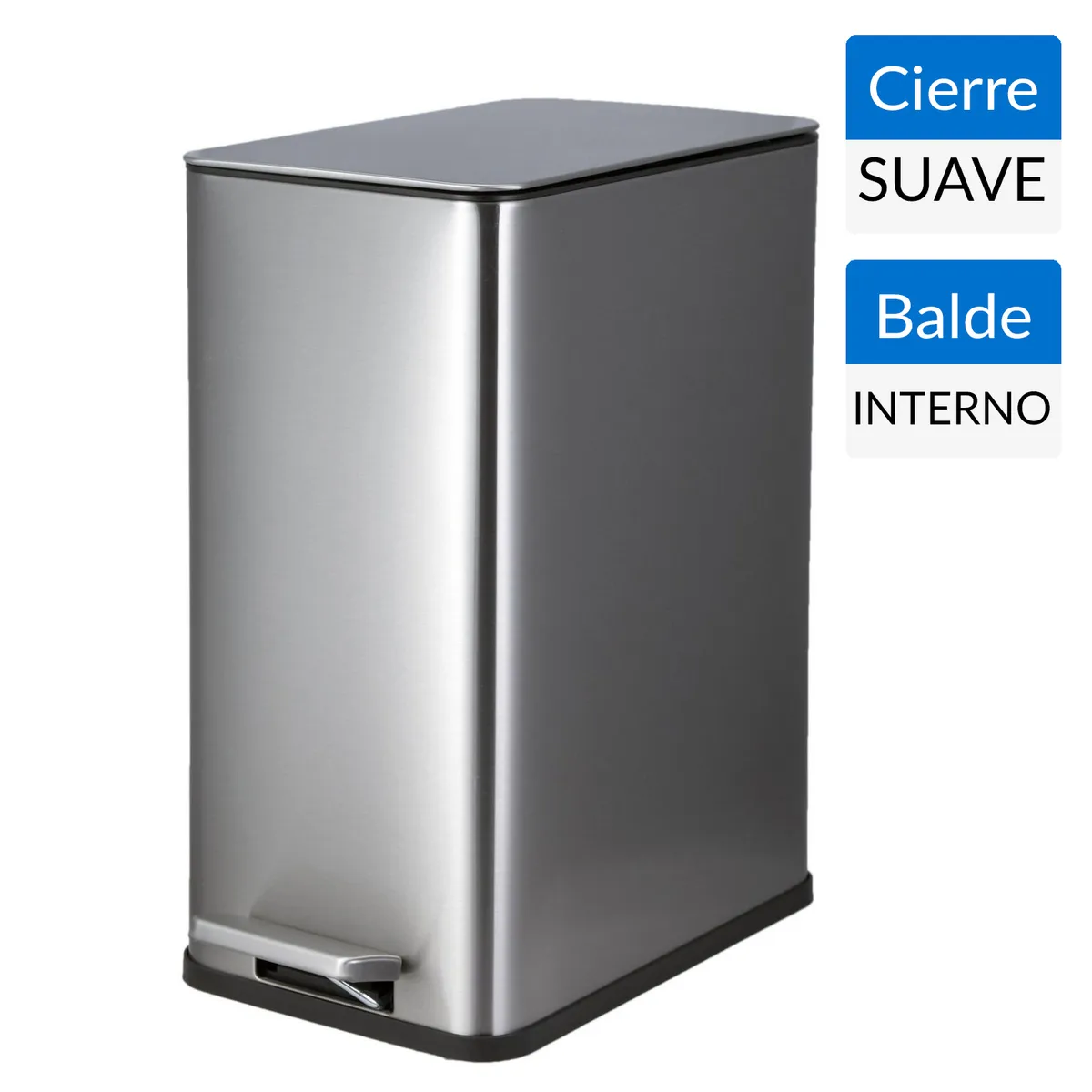 JUST HOME COLLECTION - Papelera 10 Litros Acero Inoxidable Plateado