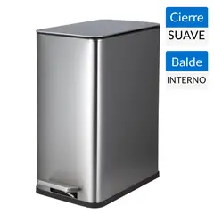 JUST HOME COLLECTION - Papelera 10 Litros Acero Inoxidable Plateado