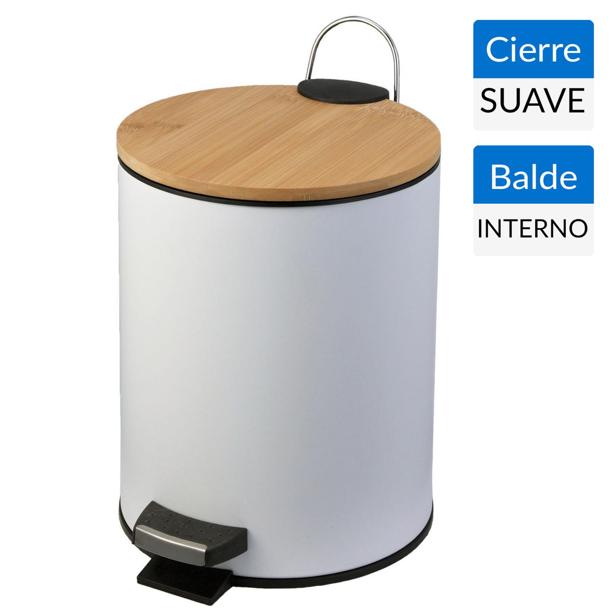 JUST HOME COLLECTION - Papelero 5 Litros Metal Blanco