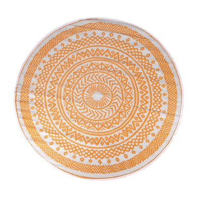 Alfombra Boho 180x180 cm Amarillo; Blanco